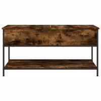 Salontafel 100x50x50 cm bewerkt hout en metaal gerookt eiken - thumbnail