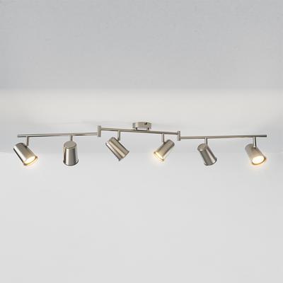 Riga - LED plafondlamp - 6 spots - Draaibaar en dimbaar - GU10 - Kantelbaar - Plafondspot - IP20 voor binnen - RVS Riga - LED plafondlamp - 6 spots - Draaibaar en dimbaar - GU10 - Kantelbaar - Plafondspot - IP20 voor binnen - RVS