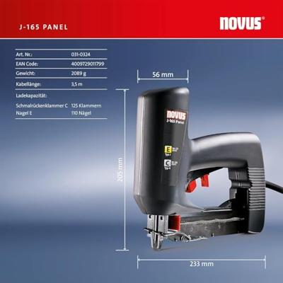 Novus Tools J 165 Panel 110033041 Elektrisch nietpistool Type niet Type 4 Lengte nieten 15 - 26 mm Novus Tools J 165 Panel 110033041 Elektrisch nietpistool Type niet Type 4 Lengte nieten 15 - 26 mm