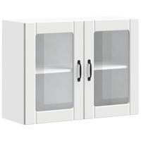 Keukenbovenkast met glazen deur Lucca bewerkt hout wit - thumbnail