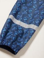 Playshoes Regentuinbroek Bouwvoertuigen Blauw Maat 86 - thumbnail