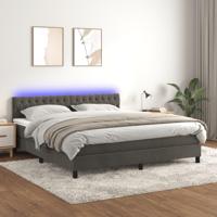 Boxspring met matras en LED fluweel donkergrijs 160x200 cm - thumbnail