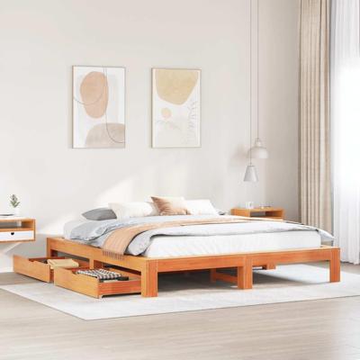 Bedframe zonder matras massief grenenhout wasbruin 180x200 cm Bedframe zonder matras massief grenenhout wasbruin 180x200 cm
