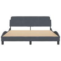 Bedframe met hoofdeinde fluweel donkergrijs 160x200 cm - thumbnail