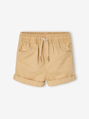 Gekeperde short met elastische tailleband babyjongen cappuccino