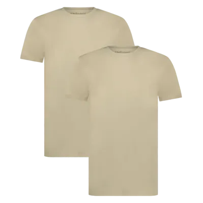 2-pak t-shirt ronde hals - Ruben - Bamboe heren ondershirt korte mouw - Wit - Zwart - Donkerblauw - Huidskleur - Witte t shirts hren