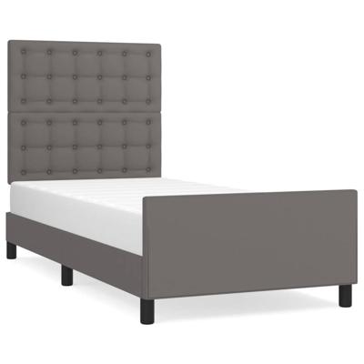 Bedframe met hoofdbord kunstleer grijs 80x200 cm