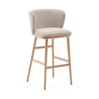 Kave Home Barkruk 'Ciselia' Chenille, kleur Beige (zithoogte 75cm) - thumbnail