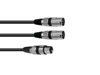 OMNITRONIC Adapter Cable XLR(F)/2xXLR(M) 0.5m bk - thumbnail