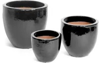 Mega Collections Geglazuurde Bloempot Egg Ø38x32 - Zwart - thumbnail