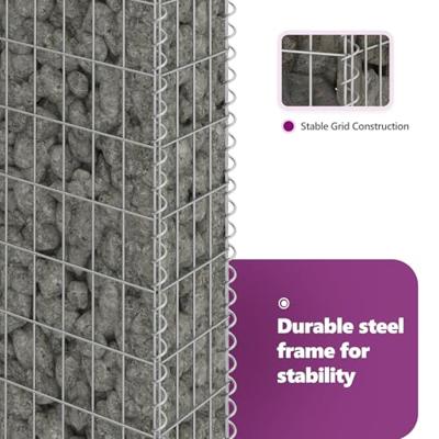 VidaXL Schanskorfmuur met deksels 20x20x100 cm gegalvaniseerd staal