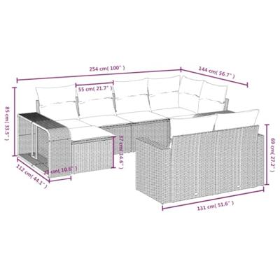 10-delige Loungeset met kussens poly rattan beige
