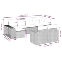 10-delige Loungeset met kussens poly rattan beige - thumbnail