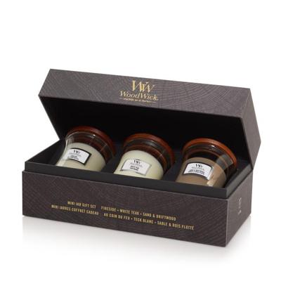 Woodwick deluxe gift set 3 mini candle woody