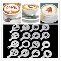 32 stuks koffie stencil filter koffiezetapparaat cappuccino mal sjablonen strooien bloemen pad spray kunst bakken tools - thumbnail