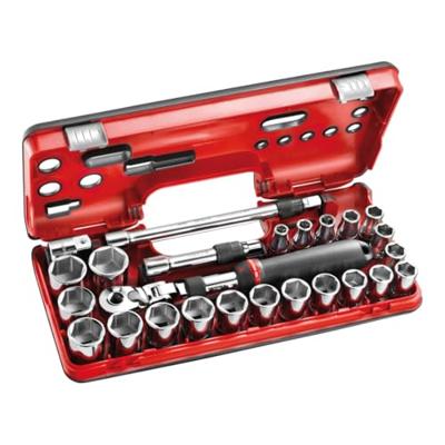 Facom complete koffer 1/2" 6-kant, 25-delig met uitschuifbare ratel met stofdichte scharnierende kop en vergrendeling sxl.171 - SXL.DBOX3PB