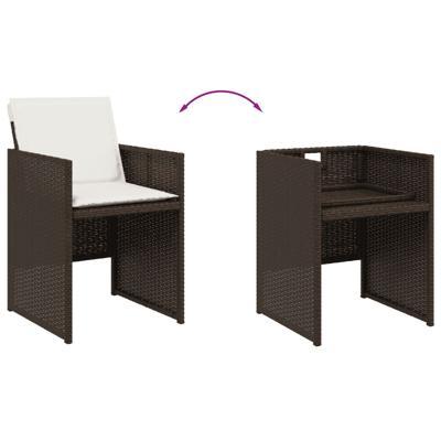 5-delige Tuinset met kussens poly rattan bruin - thumbnail