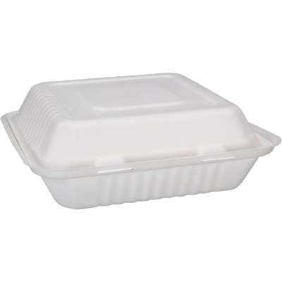 Depa Bak | Bagasse (suikerrietpulp) | 1200ml | maaltijdbox | 23x23x7.8cm | wit | 200 stuks