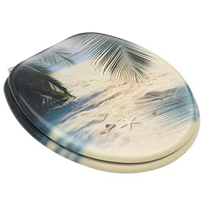VidaXL Toiletbril met deksel strand mdf