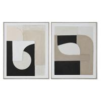 Canvas Home ESPRIT Bruin Zwart Abstract Stads 82 x 3,8 x 102 cm 82 x 3,8 x 101,5 cm (2 Stuks) - thumbnail