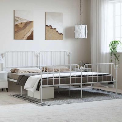 Bedframe met hoofd- en voeteneinde metaal wit 193x203 cm