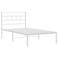 Bedframe met hoofdbord metaal wit 107x203 cm - thumbnail