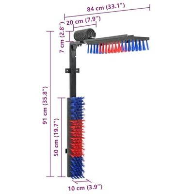 VidaXL Vee borstels verstelbaar rood en blauw 84 x 10 x 91 cm pvc