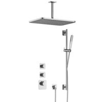 Hotbath Gal - GL106 - Inbouw Regendoucheset - Chroom - 2 Stopkranen - Thermostatisch - Plafondbuis 15 cm - Hoofddouche 270x400 mm - Staafhanddouche - Glijstang 900 mm - met GL106 - V01 - thumbnail