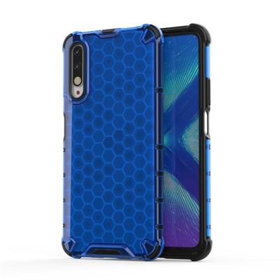 Voor Huawei Honor 9X honingraat schokbestendig PC + TPU beschermhoes (blauw)