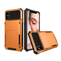 Schokbestendig TPU + PC beschermende case voor iPhone X/XS met kaartsleuf (oranje) - thumbnail