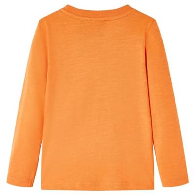 Kindershirt met lange mouwen racewagenprint 128 donkeroranje