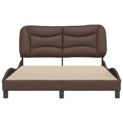 Bedframe met hoofdbord kunstleer bruin 140x200 cm