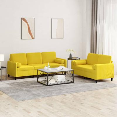 2-delige Loungeset met kussens fluweel geel - thumbnail