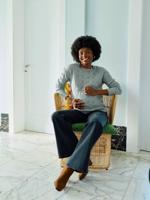 Zwangerschaps- en borstvoedingstrui met opengewerkte steken gemêleerd grijs - thumbnail