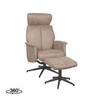 LABEL51 Fauteuil Verdal - Taupe - Micro Suede - Incl. Hocker - thumbnail