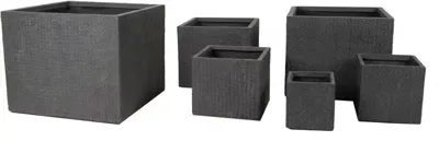 Mega Collections Plantenbak Kubus Indiana Clayfibre B27 x H28 cm Kiezel/Grijs