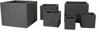 Mega Collections Plantenbak Kubus Indiana Clayfibre B27 x H28 cm Kiezel/Grijs - thumbnail