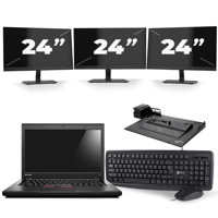 Lenovo ThinkPad L460 - Intel Core i5-6e Generatie - 14 inch - 8GB RAM - 256GB SSD - Windows 11 + 3x 24 inch Monitor - thumbnail