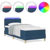 Boxspringbed met matras en LED stof blauw 100x200 cm - thumbnail
