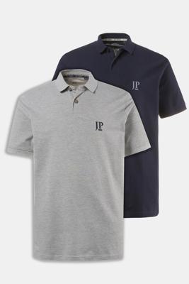 Ulla Popken Poloshirt, set, 2-delig, halvemouw, recht model, piqué, ademend - Grote Maten
