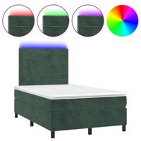 Boxspring met matras en LED fluweel donkergroen 120x200 cm - thumbnail