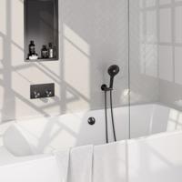 Brauer Gunmetal Carving Thermostatische Inbouw Badkraan Drukknoppen - Badvulcombinatie - 3 stand - Doucheslang - Wandaansluitbocht - Handdouche - Gunmetal Geborsteld Pvd - thumbnail