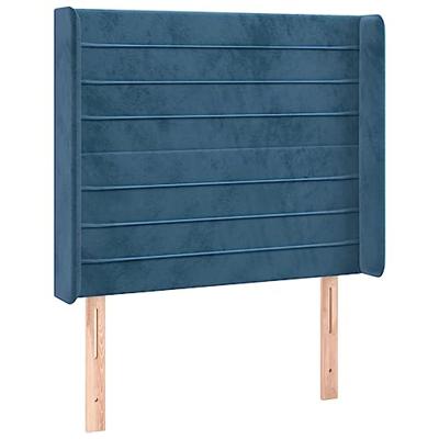 Hoofdbord met randen 93x16x118/128 cm fluweel donkerblauw