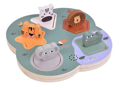 Small Foot - houten 3d dierengeluiden puzzel safari