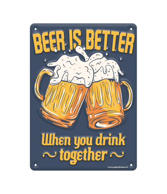 Tekstbord metaal - Beer is better