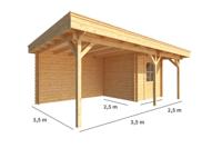 Blokhut, tuinhuisje met overkapping Lisa-Merle 600 cm bij 250 cm diep plat dak 6 Warentuin Collection - Warentuin collection - thumbnail