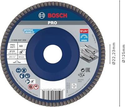 Bosch Accessories 2608607339 X571 Lamellenschijf Diameter 125 mm Boordiameter 22.33 mm Staal 1 stuk(s)