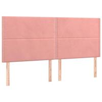 Bedframe met hoofdeinde fluweel roze 200x200 cm - thumbnail