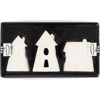 Creativ Company Hangende ornamenten, huizen, h: 7,6-9,7 cm, wit, 3 stuk/ 1 doos - thumbnail