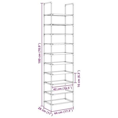 Schoenenrek 10-laags 44x28x180 cm nonwoven stof zwart